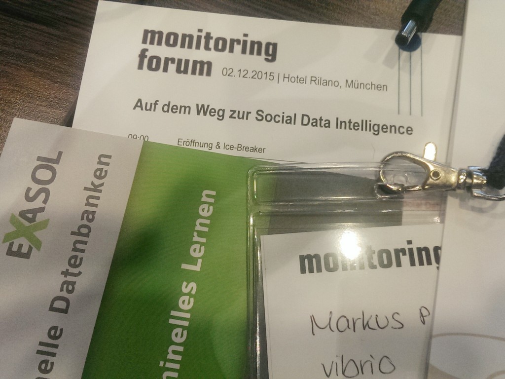 Zum vierten mal dabei auf dem #somofo15, dem Social Media Monitoring Forum., am 2.12.15 in München.