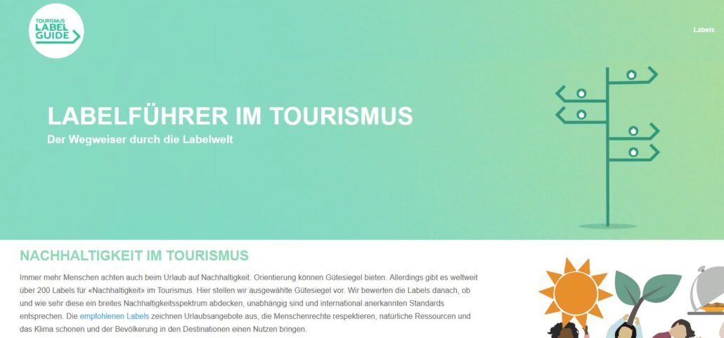 Ein Screenshot von der Webseite Labelführer im Tourismus